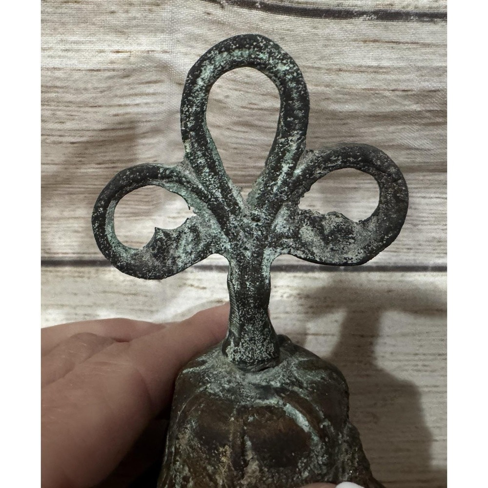 Antique Vintage Small Hand Held Bronze Mission Church Bell Ringer 4.25" GTubG - Picture 11 of 11